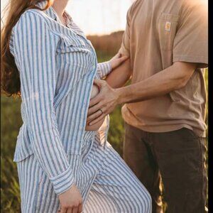 AMERICAN EAGLE AE Striped Matching Blouse and Pants Set Size XS